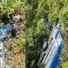 Diduga Tabrak Sepeda Motor Mobil Tangki Minyak Milik PT Alden Pratama Putra Masuk Jurang
