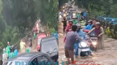 Jalan Tergenang Banjir Ratusan Kendaraan di Kepahiang Terjebak Macet Hingga Ber Jam-Jam