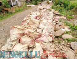 Material Pembangunan Jalan Usaha Tani Desa Batu Layang Keruk di Sungai, Kades Lempar Tanggung Jawab