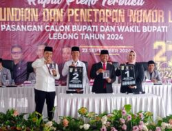 KPU Lebong Gelar Pleno Pengundian dan Penetapan Nomor Urut Paslon Bupati dan Wakil Bupati 2024