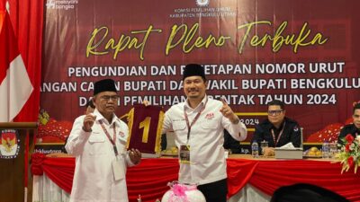 Pasangan Arie Sumarno Resmi Mendapatkan Nomor Urut 1 dalam Pilkada Bengkulu Utara 2024