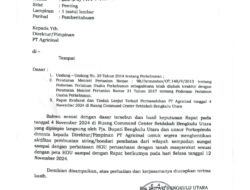 Pj Bupati Bengkulu Utara Perintahkan Penghentian Sementara Aktivitas PT Agricinal