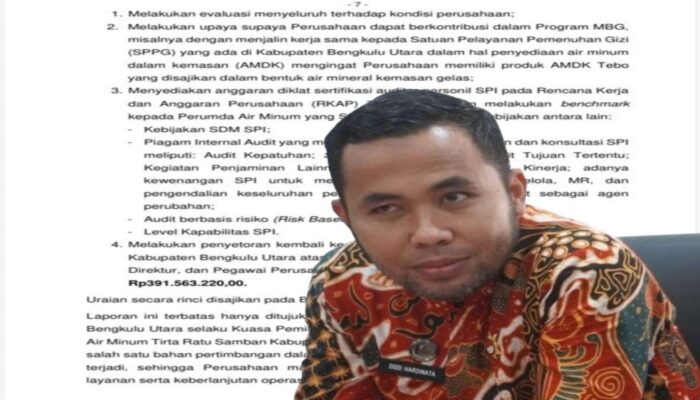 BPKP Ungkap Sejumlah Temuan di Perumda Tirta Ratu Samban, Kerugian Membengkak hingga Rp34 Miliar